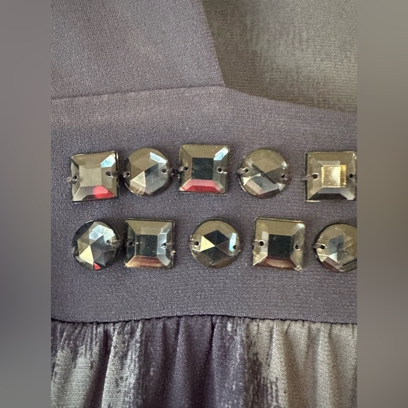 Blue Embellished Neckline Dress – Stretch – Size M - Picture 2 of 8